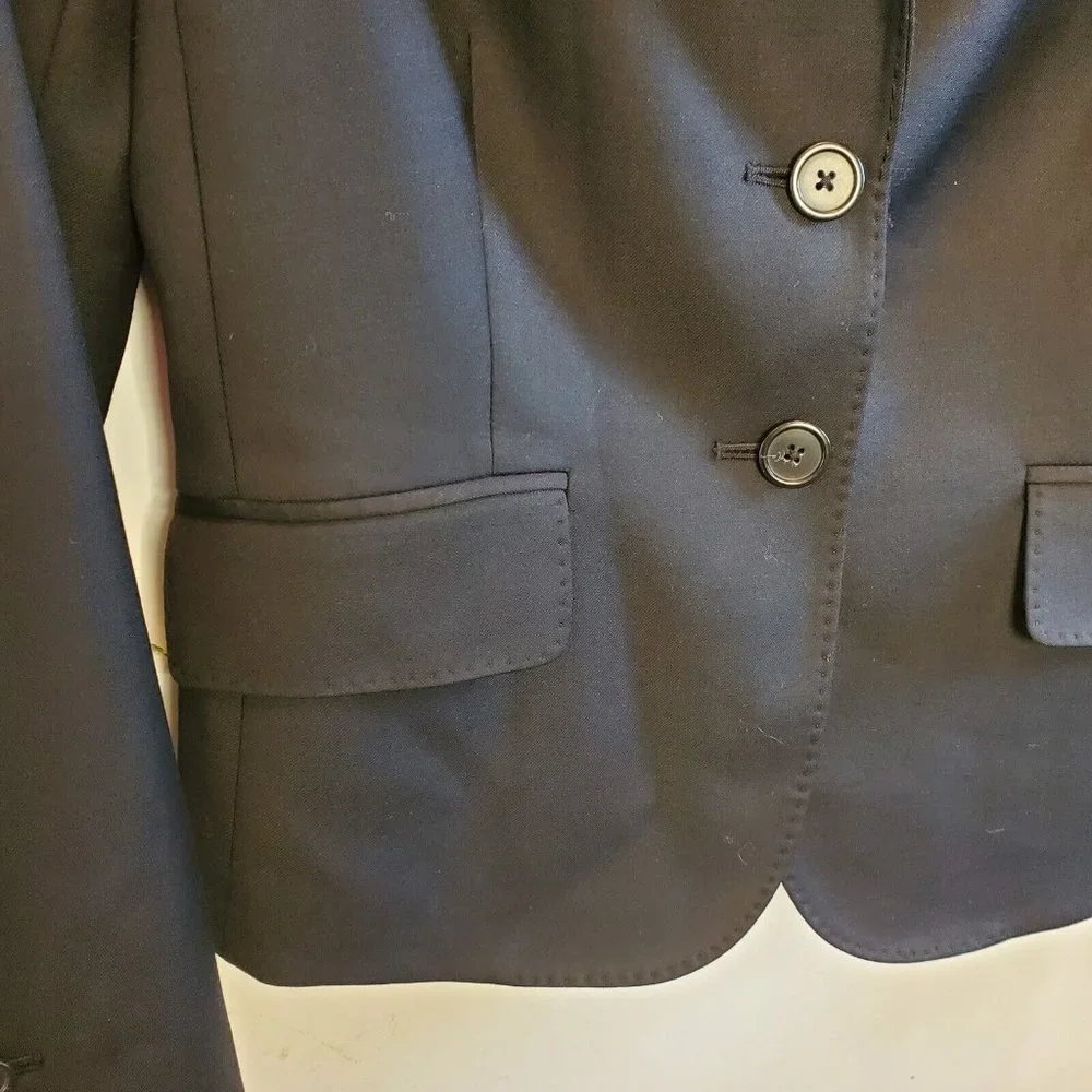 Y2K J. Crew Women's Black Super 120's 100% Wool Blazer Jacket‎ 2 Button Size 4